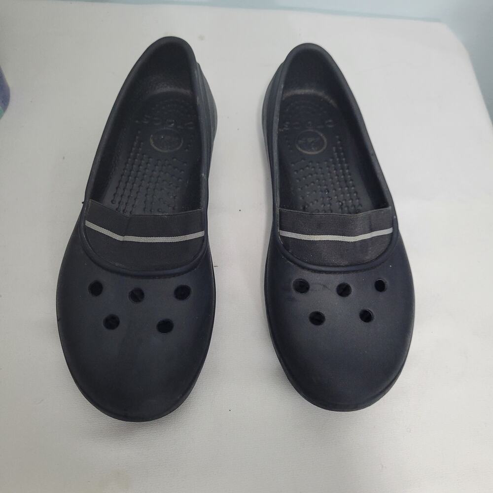 Crocs Black Juneau Ballet Flats Slip On Shoes Size 9 32126-2865 - Picture 1 of 6